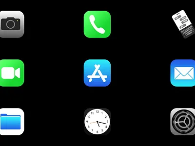iPhone App Icons Animation app app design camera clock digital folder icons interface ios iphone mail mobile mobile icons screen settings smartphone store tech technology ui animation