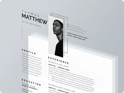 Resume/CV branding clean cover letter cv design cv template design gradient job minimal modern resume ui