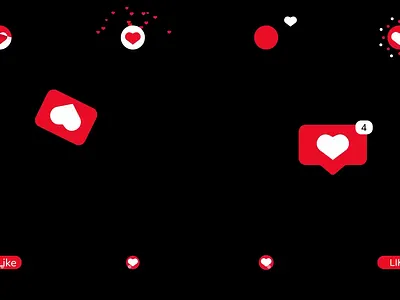 Animated Like Icons and Heart Reactions call to action content creator engagement icons flat design heart animation heart counter like animation like icons livestream modern ui motion graphics notification bubble promo video reaction icons reels shorts social media overlay social reactions stream overlay ui animation