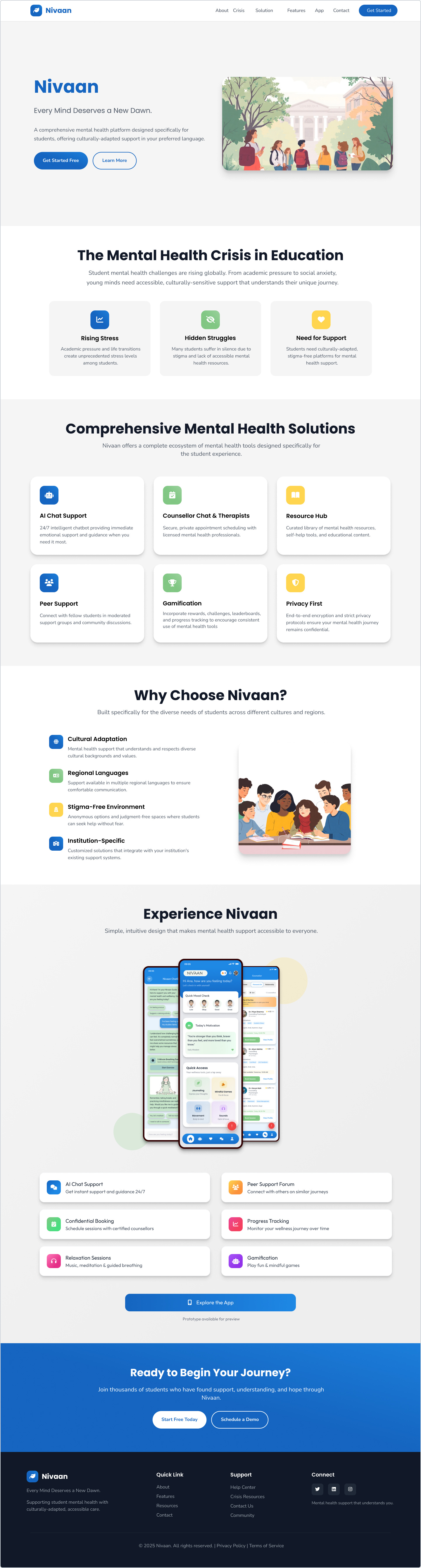 Nivaan — Every Mind Deserves a New Dawn 3d app design branding dashboard edtech healthtech illustration landing page logo mental health mobileapp motion graphics product design saas typography ui user experience user interface ux web design