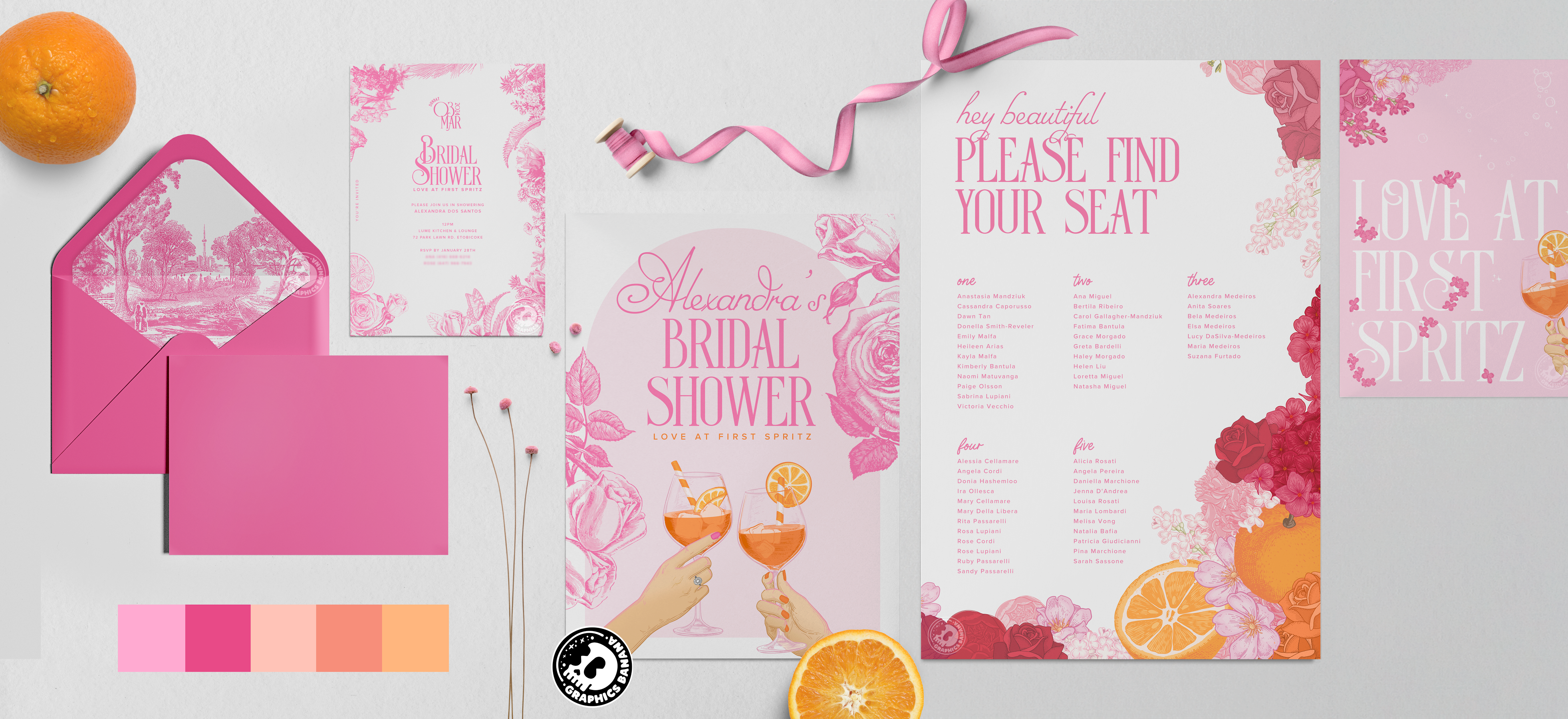 Aperol - Floral Themed Bridal Shower Welcome Sign aperol bridal design event feminine flatlay floral flower girly orange party pink poster print shower sign signage spritz wedding welcome sign