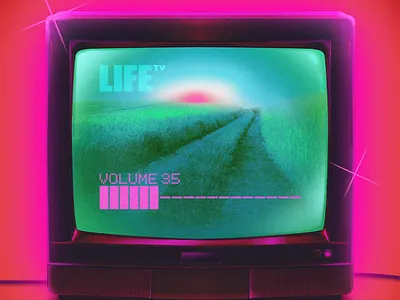 LIFE TV on Air abstract crt crtmonitor illustration life message moody pink surrealism tv