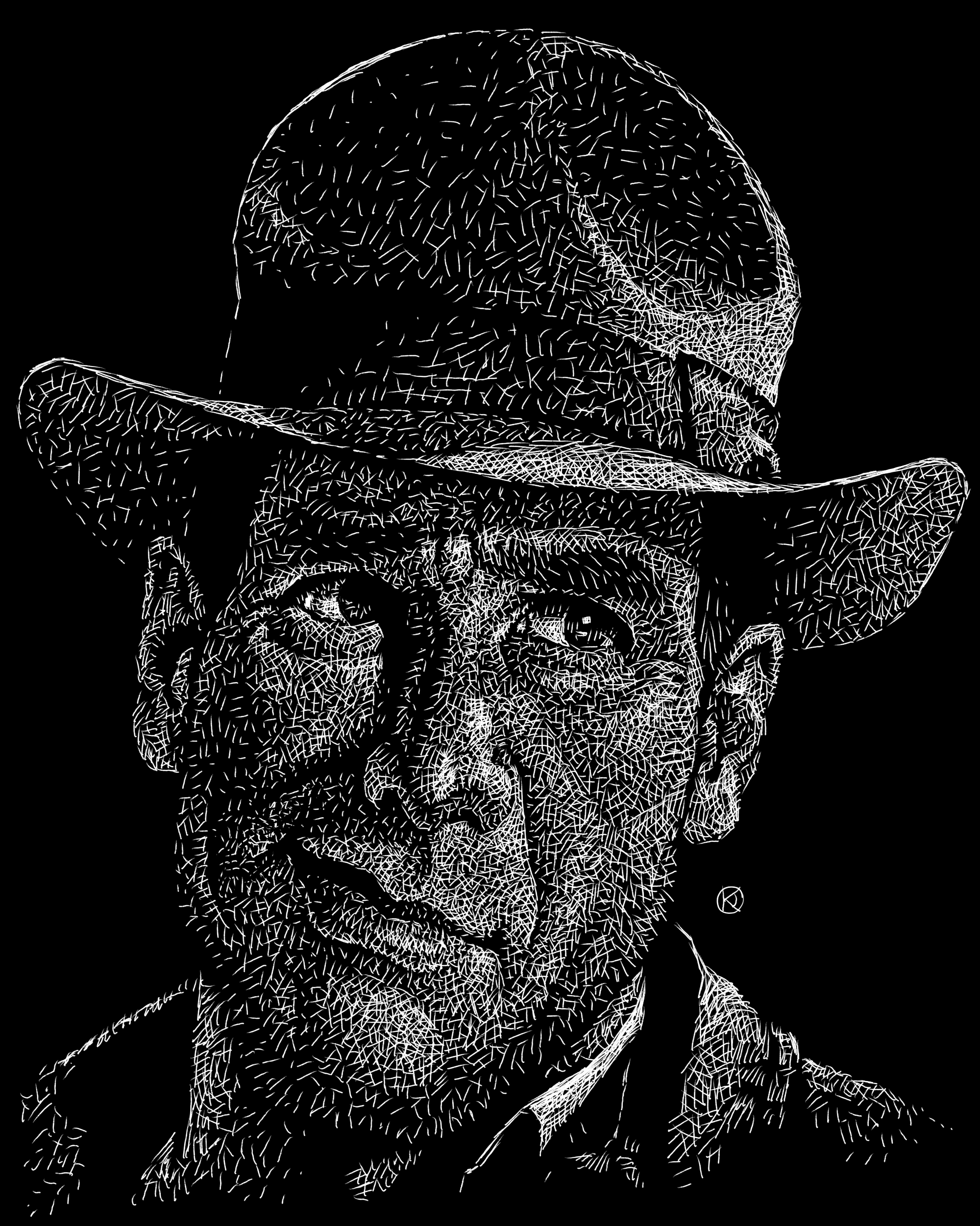 #05 - Harrison Ford. Caricature Resolution 2026 black and white caricature harrison ford illustration indiana jones portrait scratchboard