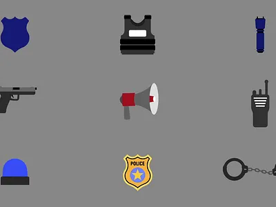 Police Icons Animation alert animation clean illustration crime prevention educational content emergency services flat icons government visuals icon animation infographic elements law enforcement icons modern design motion design news graphics police icons public safety safety animation security ui training video ui animation warning icons