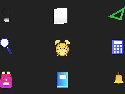 School Icons academic icons back to school classroom animation education animation education design education ui educational content elearning animation exam icons flat icons knowledge icons learning icons motion design online course ui school icons school ui student app study icons teacher presentation ui animation