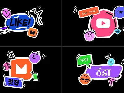 Social Media Constructor after effects animated stickers badges cartoon icons content creator counters doodle style hand drawn labels motion design motion graphics overlay elements promo graphics reactions social icons social media stream overlay transitions ui elements video editing