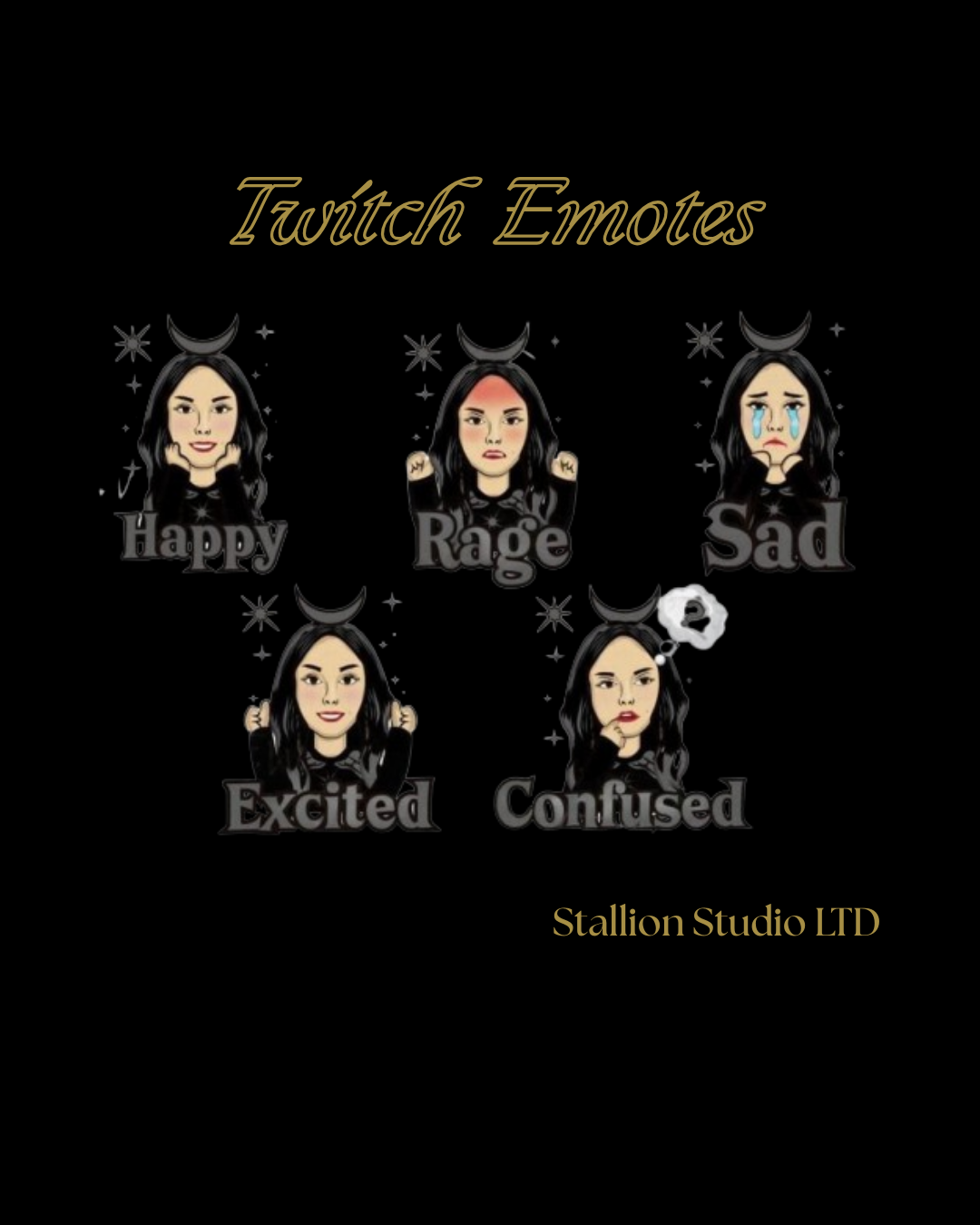 Commission for Twitch Emotes 2 anime cartoon commission custom emotes design graphic design illustration logo stallion studio limited twitch emotes