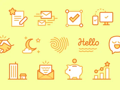 Email Marketing Icons checkmark cross platform design email fingerprint graph handshake heart icons letter piggy bank