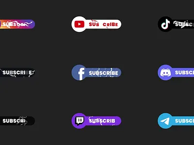 Social Media Subscribe Buttons animated ui broadcast graphics call to action content creator tools end screen elements instagram subscribe lower thirds motion graphics promo graphics social icons social media buttons social media pack stream overlay subscribe animation subscribe button tiktok subscribe twitch overlay ui plates video overlays youtube subscribe