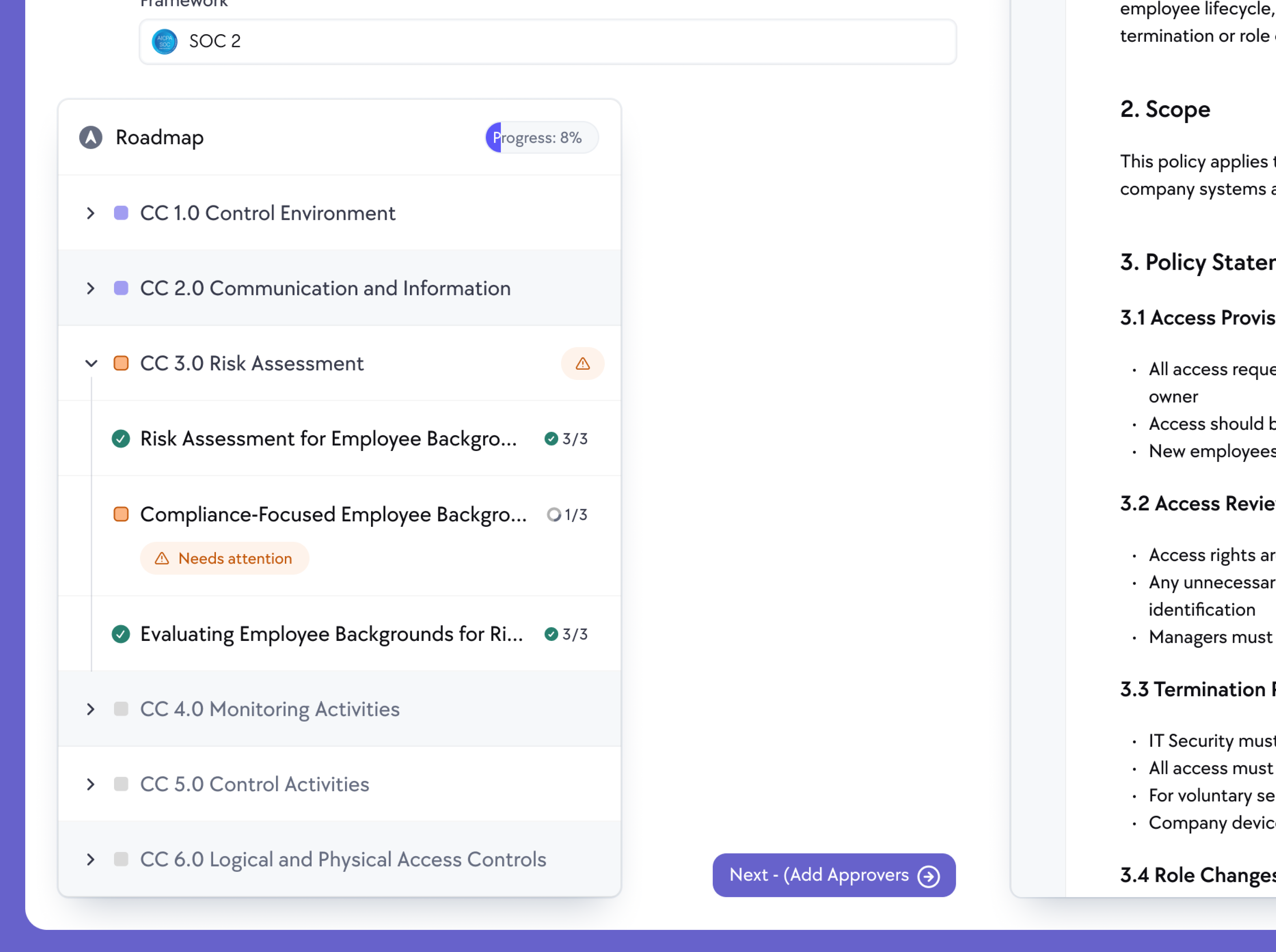 Compliance Roadmap View