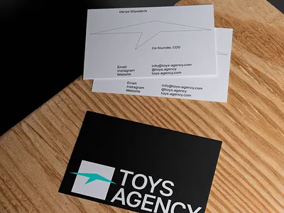 TOYS AGENCY – Business Cards agency black blue branding business card design graphic design identity illustration logo merch mockup vector white