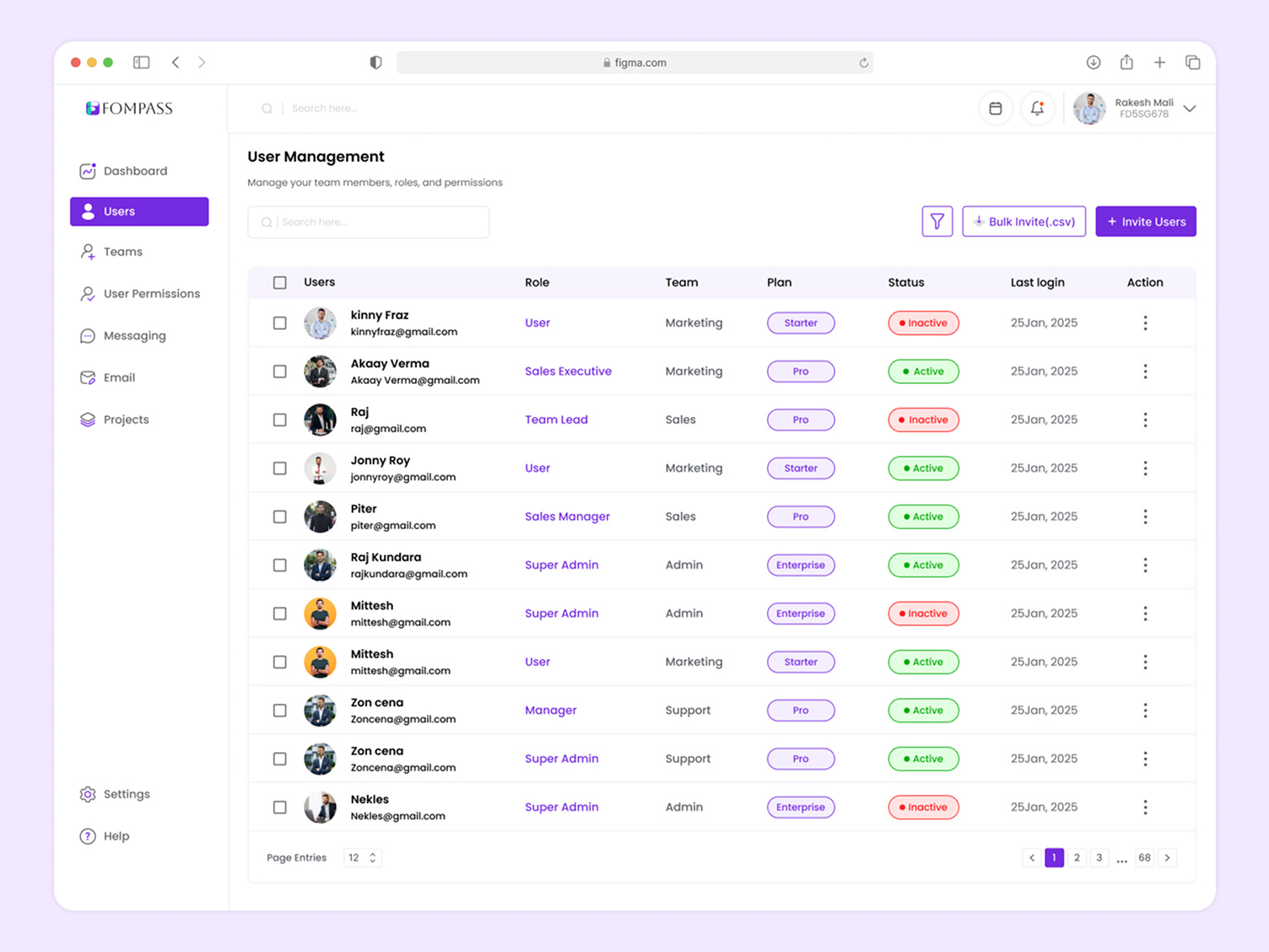 Sales Studio – Modern User Management & Users Permissions UI app design development ui uiuxdesign web app design website