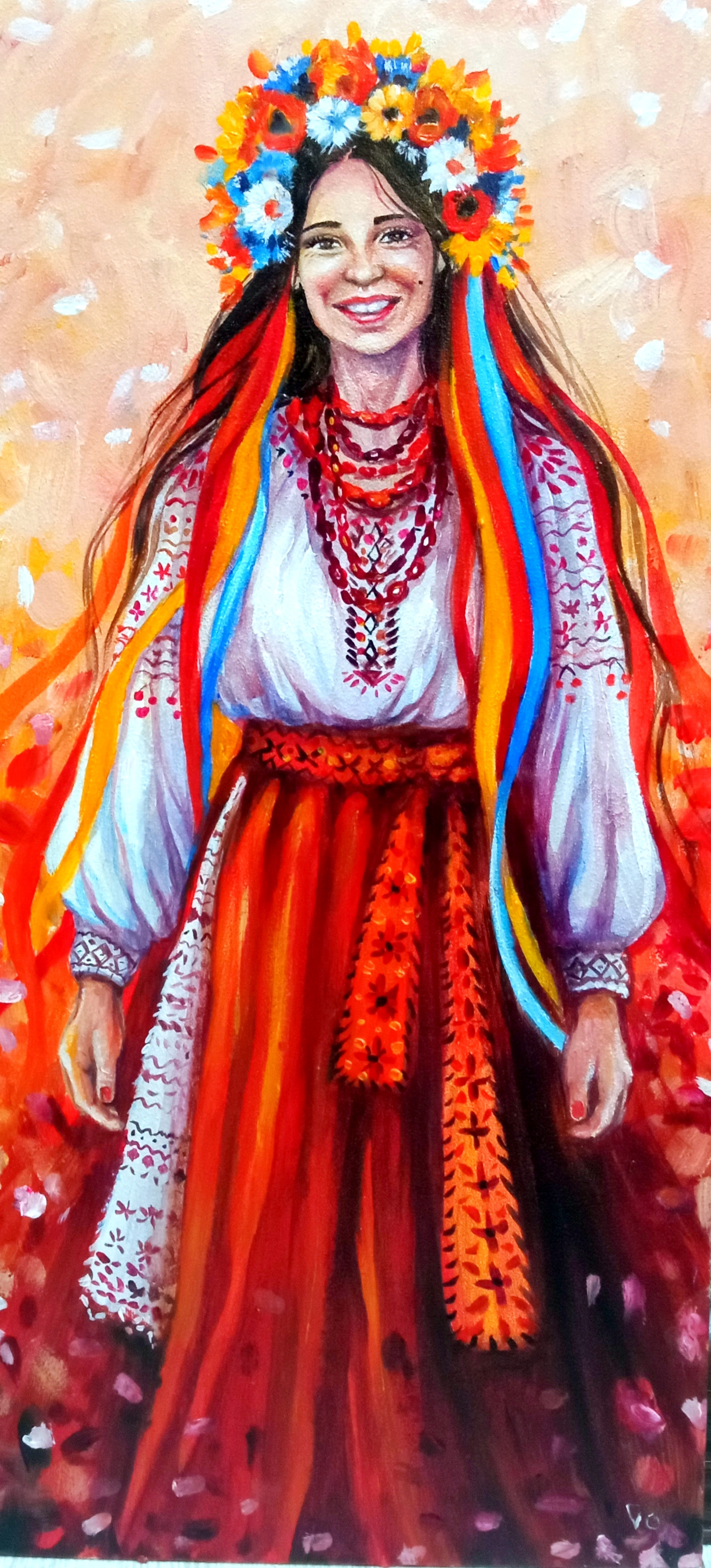 Ukrainian Woman in Traditional Dress – Original Acrylic Painting art hand painted handmade paint painting portrait ukraine woman