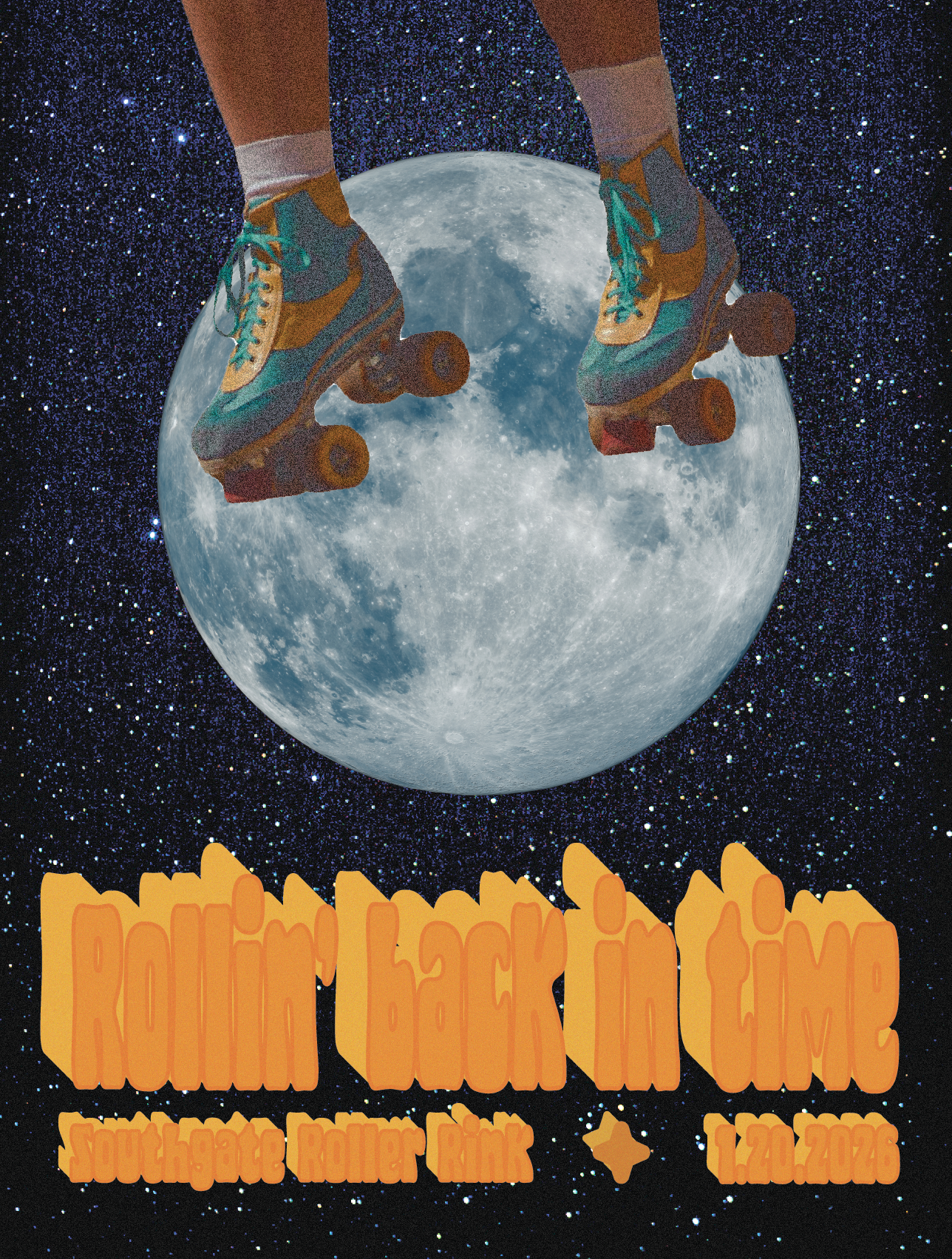 70's Style Roller Rink Poster 70s graphic design 70s inspired 70s typography adobe illustrator design graphic design poster design roller rink design small business design throwback