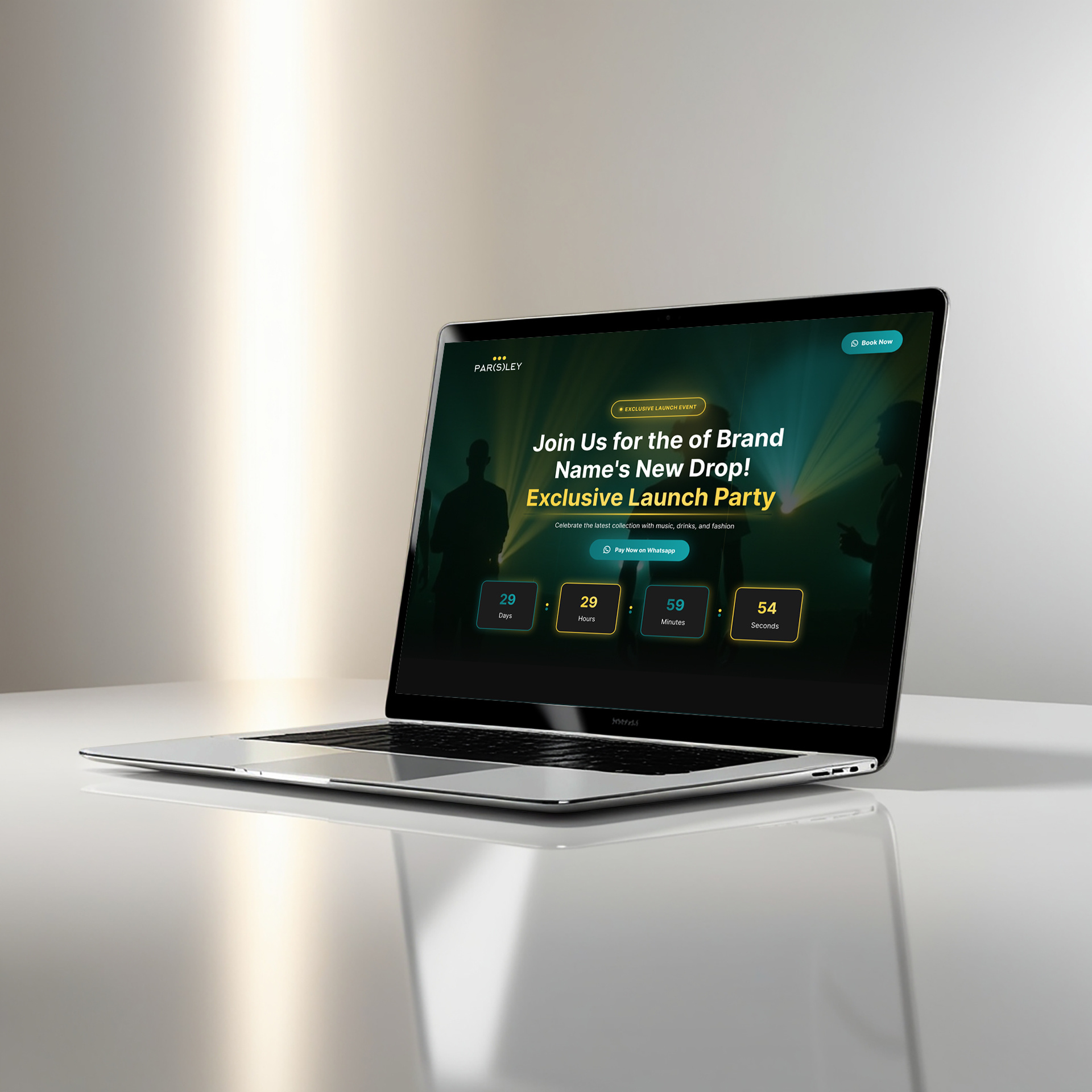 Parsley Event Landing Page Design animation event landing page glassmorphism landing page design luxury website modern landing page premium website ui website design