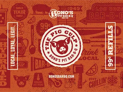 Bono's Bar-B-Que Cup Artwork branding graphic design