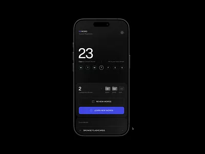 Words Flashcards App [03] app dark design grid layout minimal typography ui