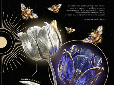 Bloomforge Neo-Art Nouveau Styled Poster art botany design digital art flower flowers gold graphic design illustrator neo art neoart neodeco nouveau photoshop poster poster art poster design posters space