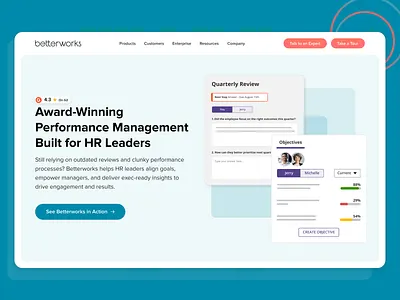 Betterworks Landing Page Hero Section graphic design landingpage ui web