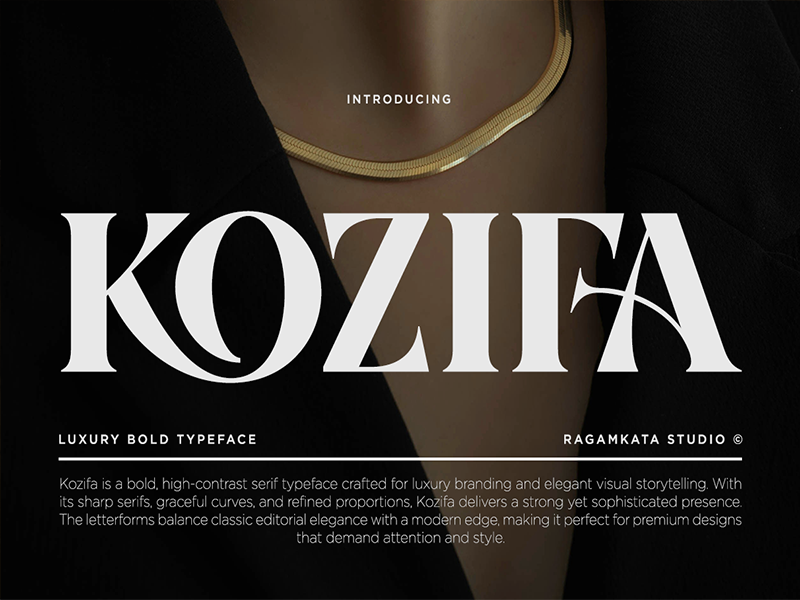 Kozifa – Luxury Bold Typeface bold branding classic font fonts free free font headline high contrast ligature logo luxury magazine modern premium professional serif typeface