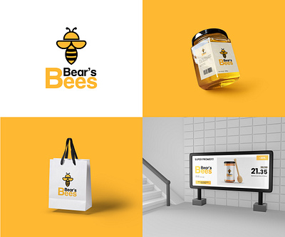 Bear's Bees Logo brand identity branding graphic design logo logo design logo designer typography