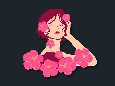 Floral Woman Portrait artwork beauty illustration blossom flowers botanical art character illustration decorative art digital illustration elegant illustration female illustration feminine art floral illustration floral portrait illustration design modern illustration nature inspired pastel art pink flowers romantic illustration vector illustration woman portrait