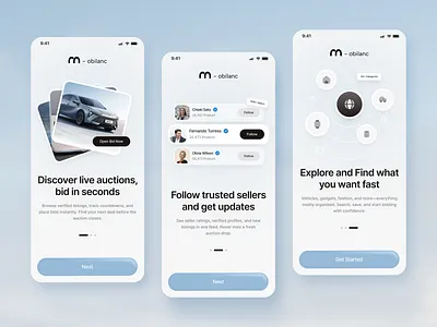 Mobilanc - Onboarding Screens app car auction clean design ios minimal mobilanc mobile mobile app onboarding onboarding screens rebound simple ui ui design ui ux ux