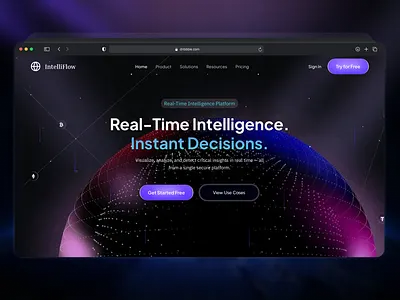 AI Analytics Dashboard — Web UI Design ai ai website design analytics businessintelligence darkui dashboard datavisualization enterprise ai platform fintech intelligent data platform landing page product design real time intelligence platform saas uiux web app web ui design web3 webdesign