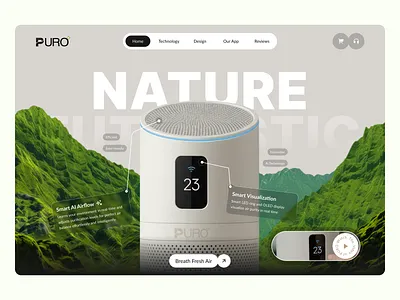 Puro | Air Purifier | Landing Page Design aiproduct airpurifier cleanair environmentaldesign figma design graphic design healthtech landingpagedesign minimalistdesign modern ui pixxen puro uidesign ux design webdesign
