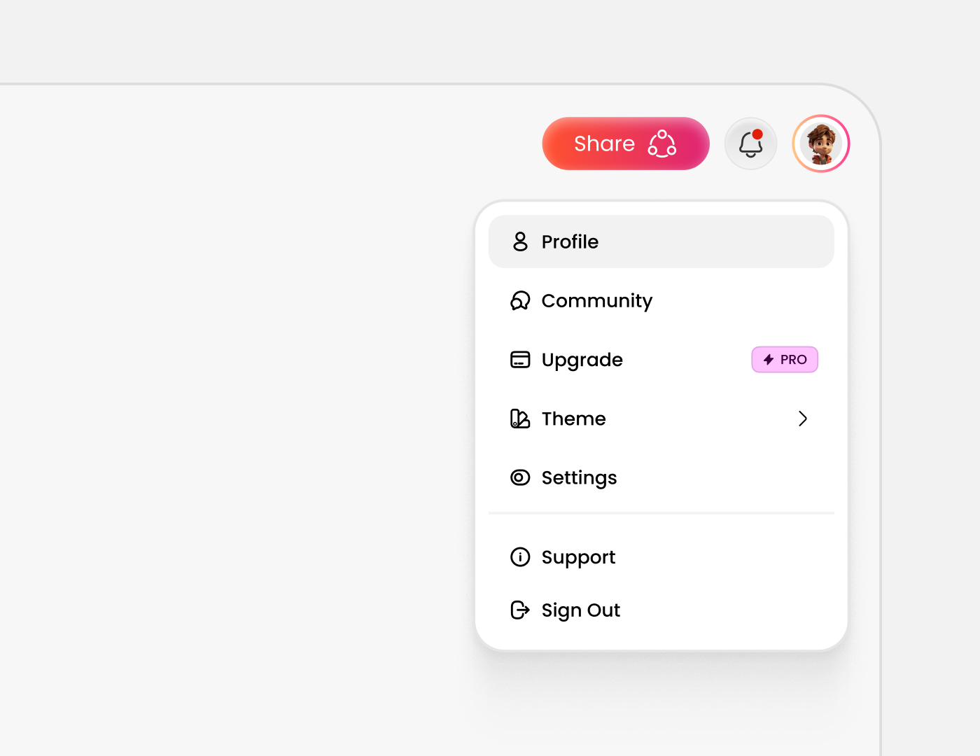 Side Panel UI appdesign dashboard menu productdesign profile sidebar ui