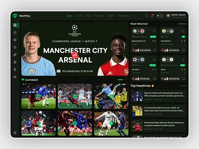NextPlay - Sport Live Dashboard dashboard dashboard design football sports dashboard web design