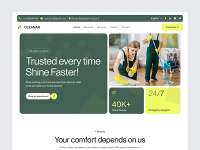 Home Cleaning Service Website booking website design cleaning business website cleaning service cleaning service landing pag home cleaning service website house cleaning ui ux landing page local service website design modern design modern service website product design professional cleaning brand service based landing page uiux web design website