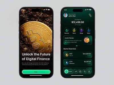 Fintech Crypto Wallet UI – Clean & Modern appui blockchainui cryptoapp cryptowallet darkmodeui dashboardui designinspiration digitalfinance dribbbleshot financeapp fintechui futuristicdesign minimalui mobile app mobileappdesign modernui productdesign uiuxdesign userinterface uxdesign