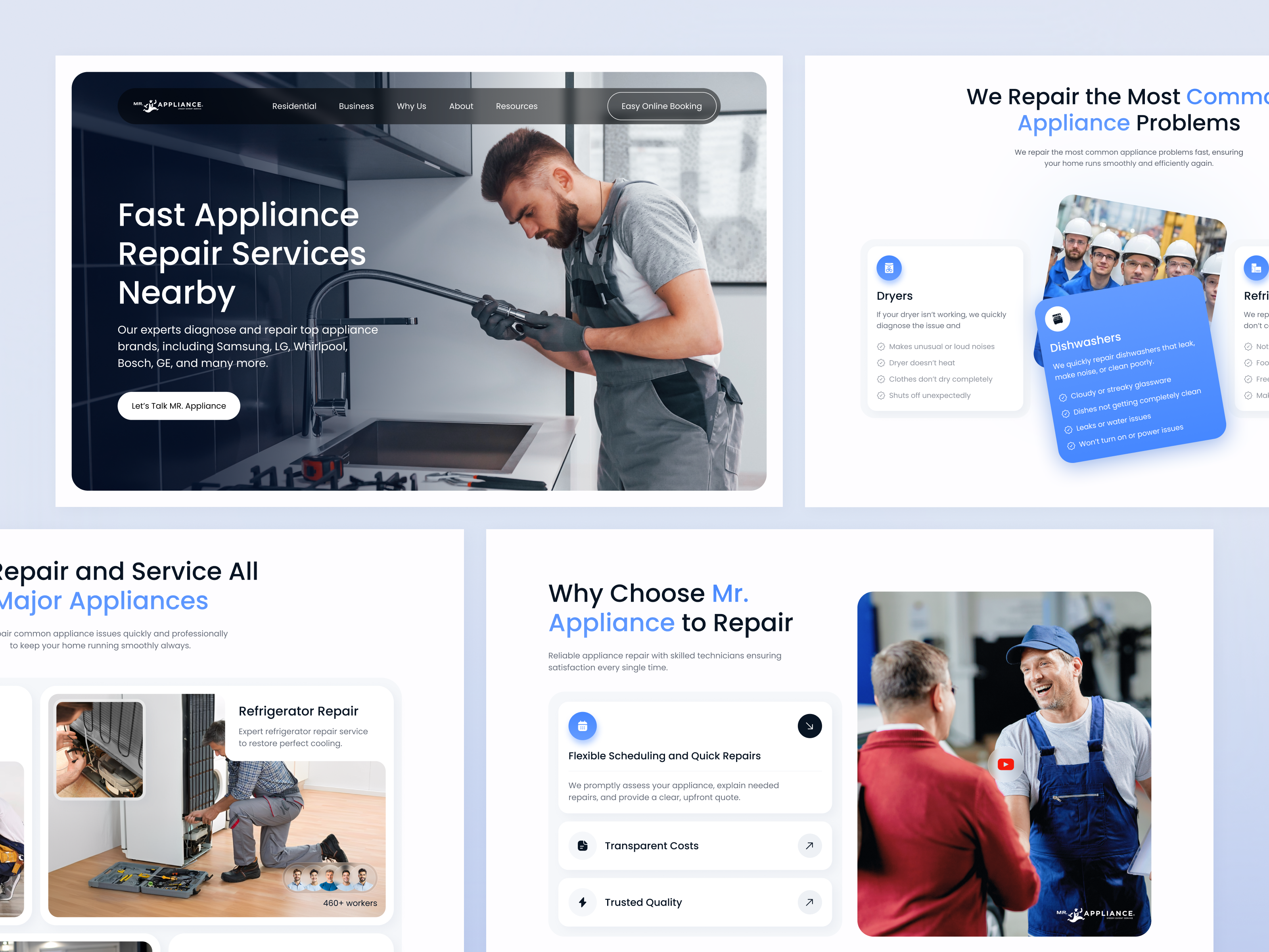 Appliance Repair Services Website Design appliance repair booking experience booking website business website dishwasher repair home appliance landing page design microwave repair product design repair website service booking service website tech repair ui ux design ux strategy visual design web designer web product website design