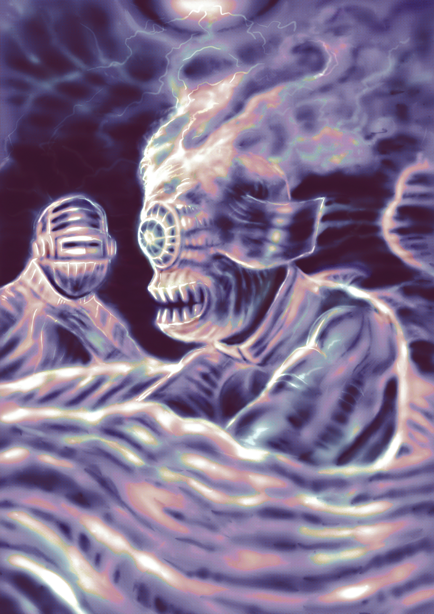 "Swimming Creature" art branding color pencil cover design draw dream fantasy hologram horror illustration monster music strange vintage water ink