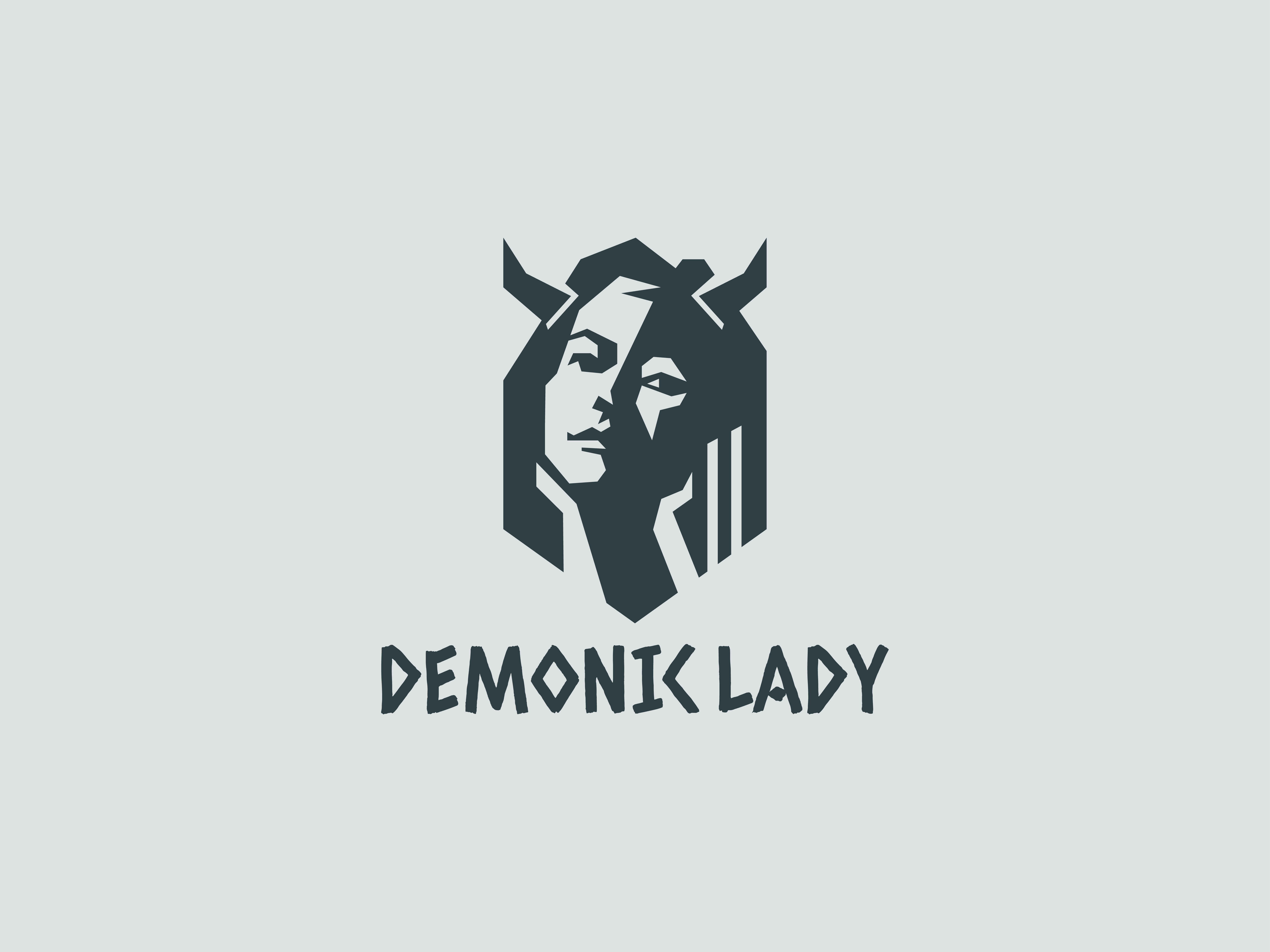 DEMONIC LADY LOGO adobe illustrator beauty branding demon design devil elf evil face girl graphic design head horned illustration lady logo logo design pretty vector woman