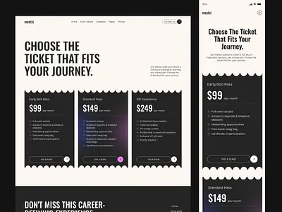Event booking website - Pricing page design desgin event booking figma management website