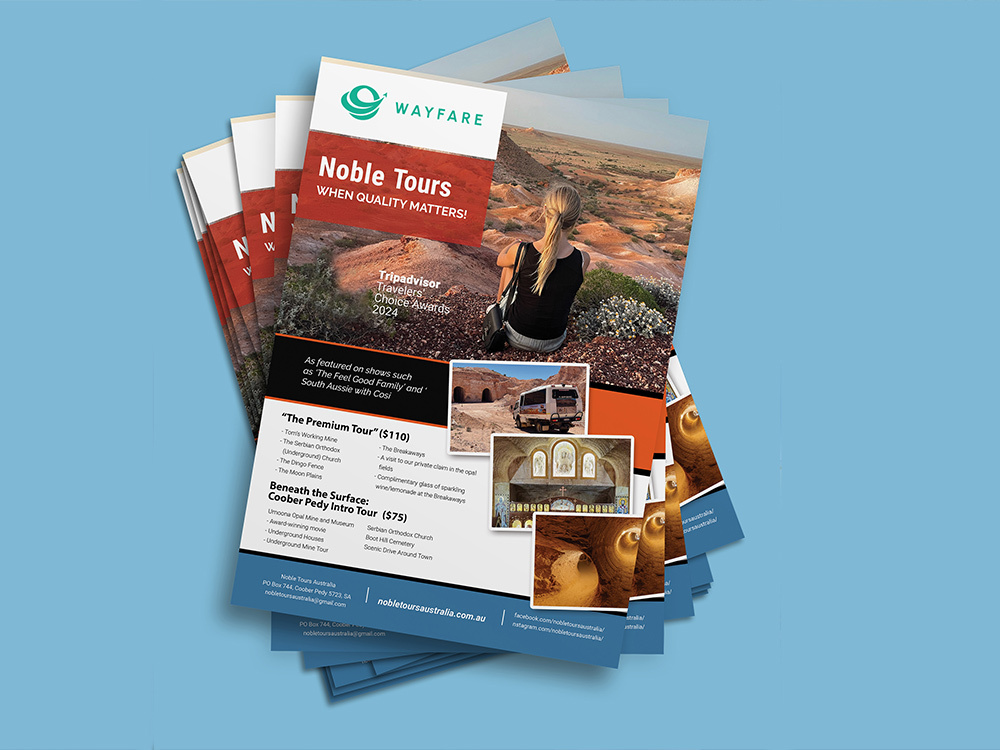 Wayfare – Noble Tours | Travel Flyer Design brandflyer branding design dribbble dribbbledesign graphic design illustration luxurytravel marketingdesign moderndesign printdesign tourismdesign travelflyer