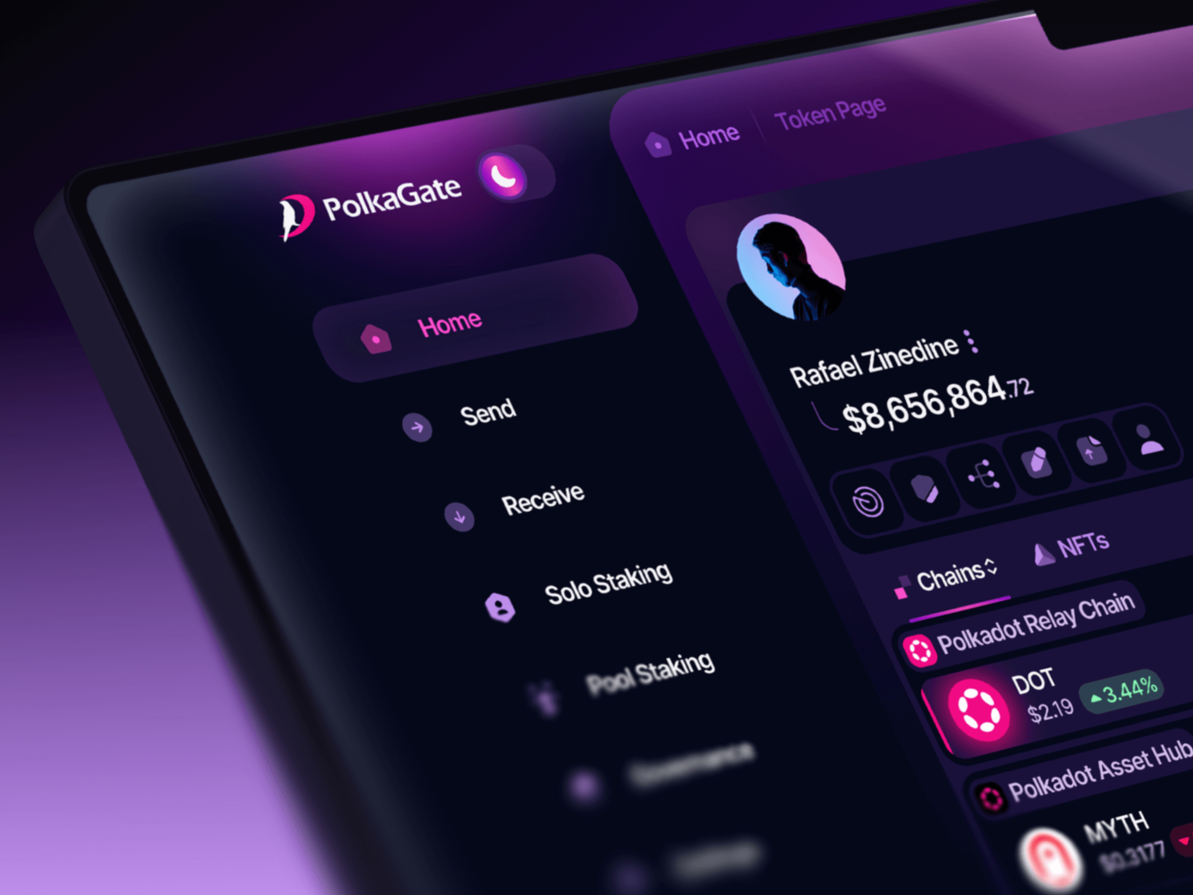 PolkaGate: Crypto Token Management ai assistant analytics app design b2b blockchain app crm crypto app crypto payments cryptocurrency dashboard ecommerce fintech platform product product design saas smart software tracking web app
