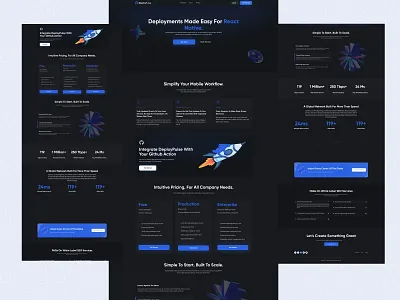 Deploy Pulse—AI Developer Landing Page ai ai driven animation artificial intelligence b2b clean development tool landing page modern saas startup tech technology tool ui ui design uiux ux web design website