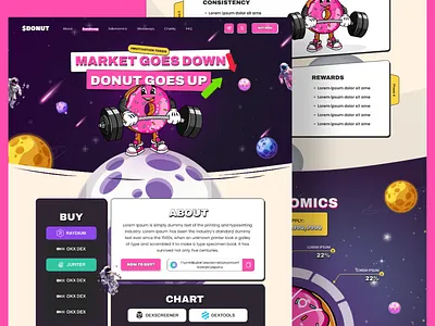 Donut Token — Fun Web3 Meme Token Landing Page blockchain crypto cryptodesign cryptomarketing cryptoproject defi landingpage marketingdesign memecoin memetoken nft nftproject presale productdesign tokenlaunch tokenomics uidesign uiux web3 webdesign