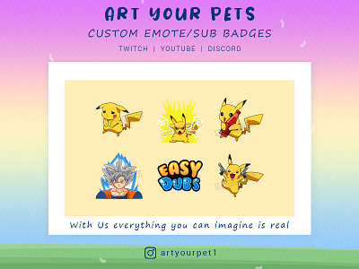 Pokemon and Goku Emote 2d art emoteart emotestwitch graphicdesign