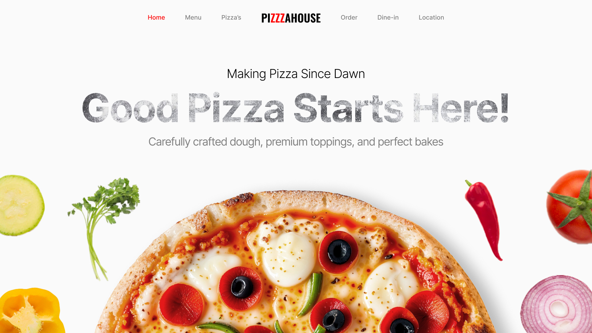 Hero section for a Pizza selling website. graphic design hero section ui ui ui design ux website design