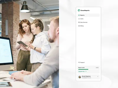 CleverReports - Sidebar app clean cleverreports drumncode marketing navigation saas sidebar web app web development