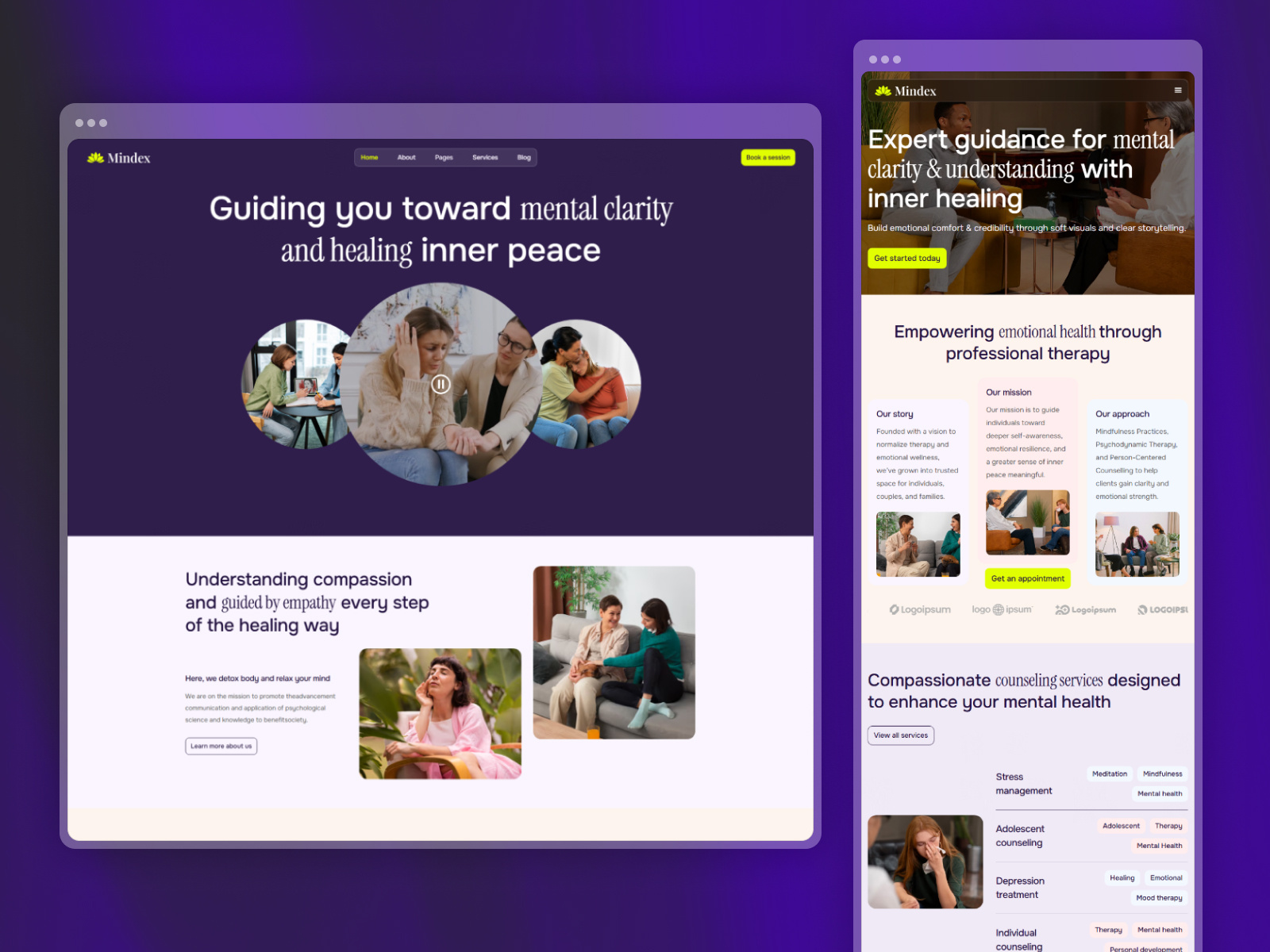 Mindex- Psychology & Mental Health Website Webflow Template care providers counseling therapy health and wellness mental health mobile friendly psychology responsive seo friendly uiux webdesign webdevelopment webflow webflow template webflow website