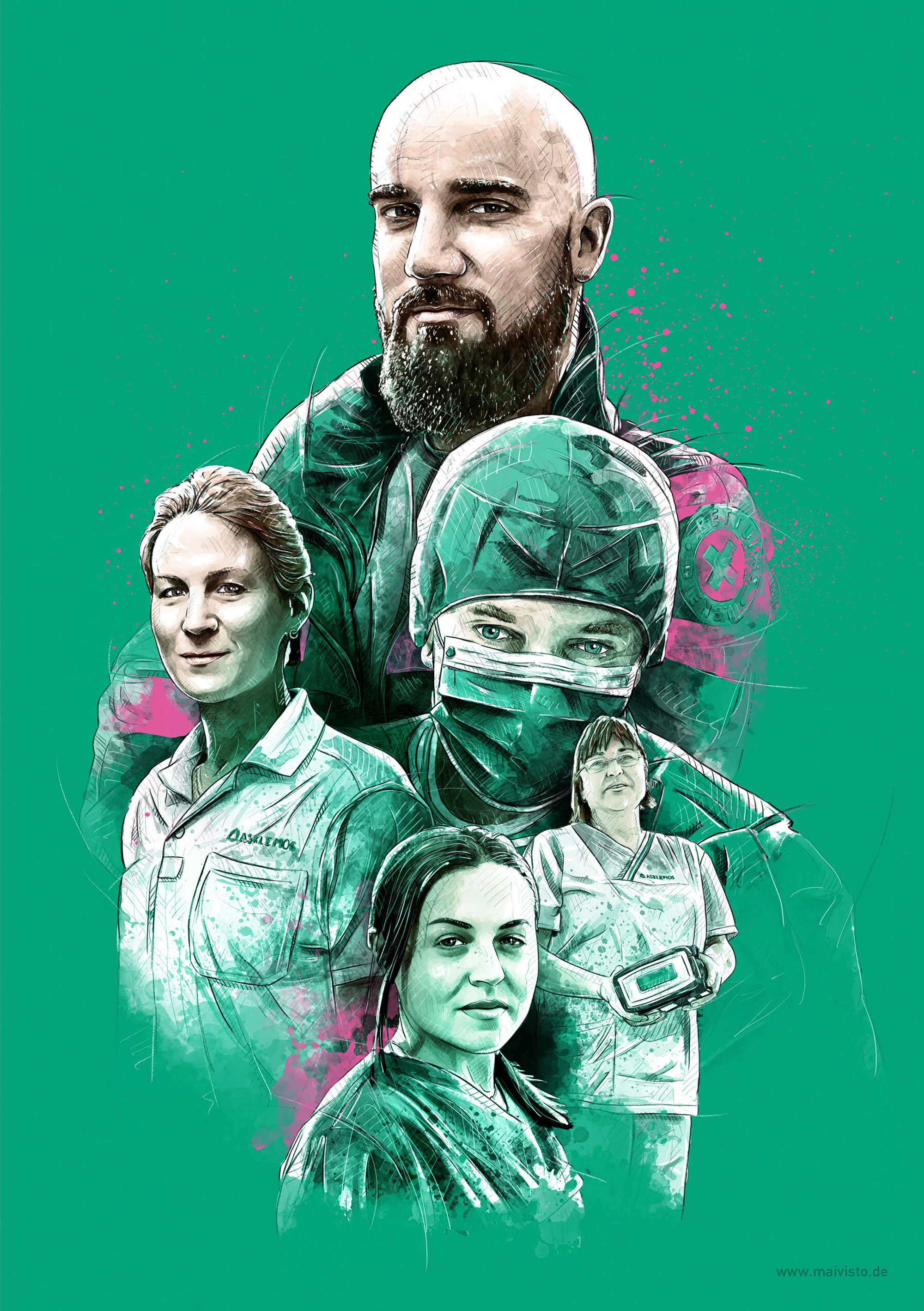 Illustrations for Asklepios: Annual Report drawing editorial illustration healthcare illustration ink photoshop watercolor