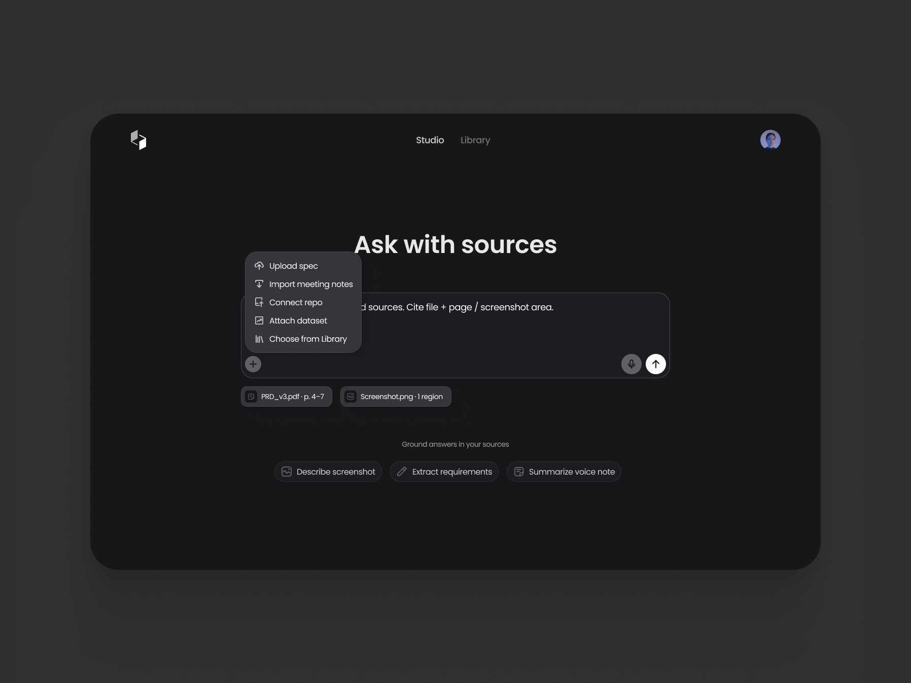 Multi-modal composer ai chat ui concept dark ui interaction design interface minimal multimodal product design ui design ux web app