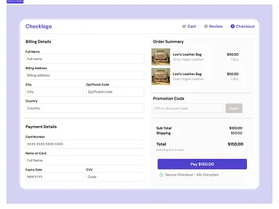 Checkout Screen checkout screen dailyui