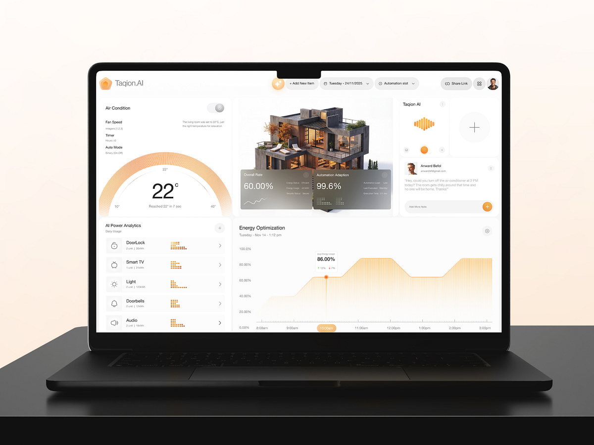 TaqionAI - Smart Home Automation AI Dashboard Design