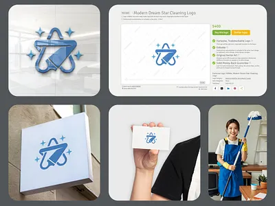 Modern Dream Star Cleaning Logo